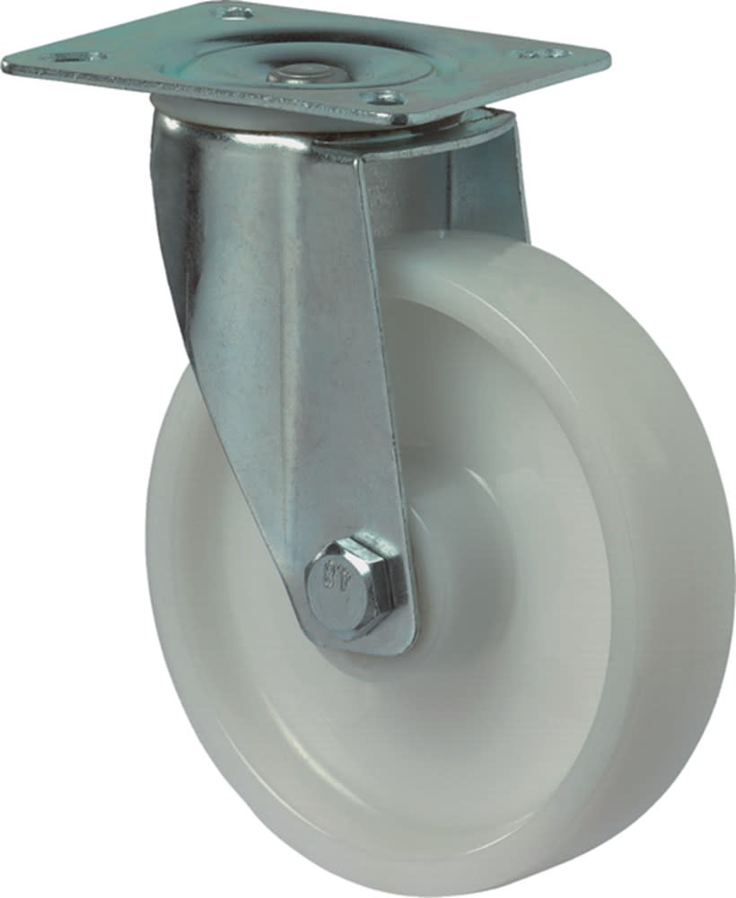Kelfort Zwenkwiel Met Rollager 200mm 250kg Met Bevestigingsplaat Verzinkt Wit