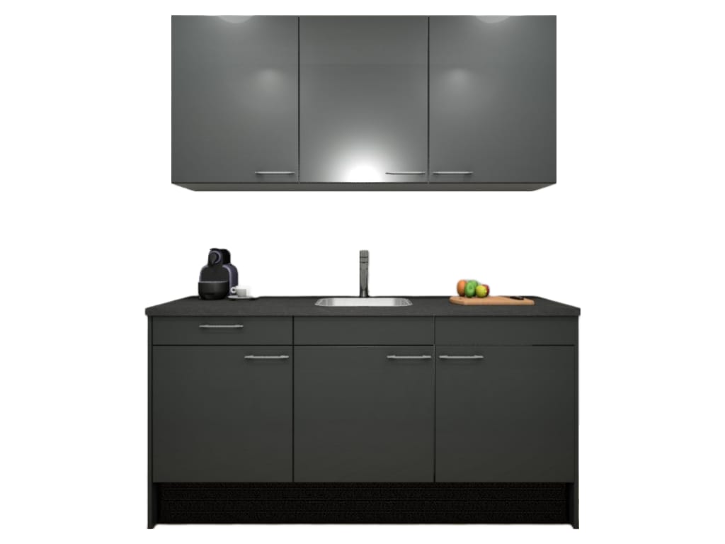 Product afbeelding voor Procasa Keuken 180cm Compleet Dark Grey Inclusief Onderbouw Koelkast