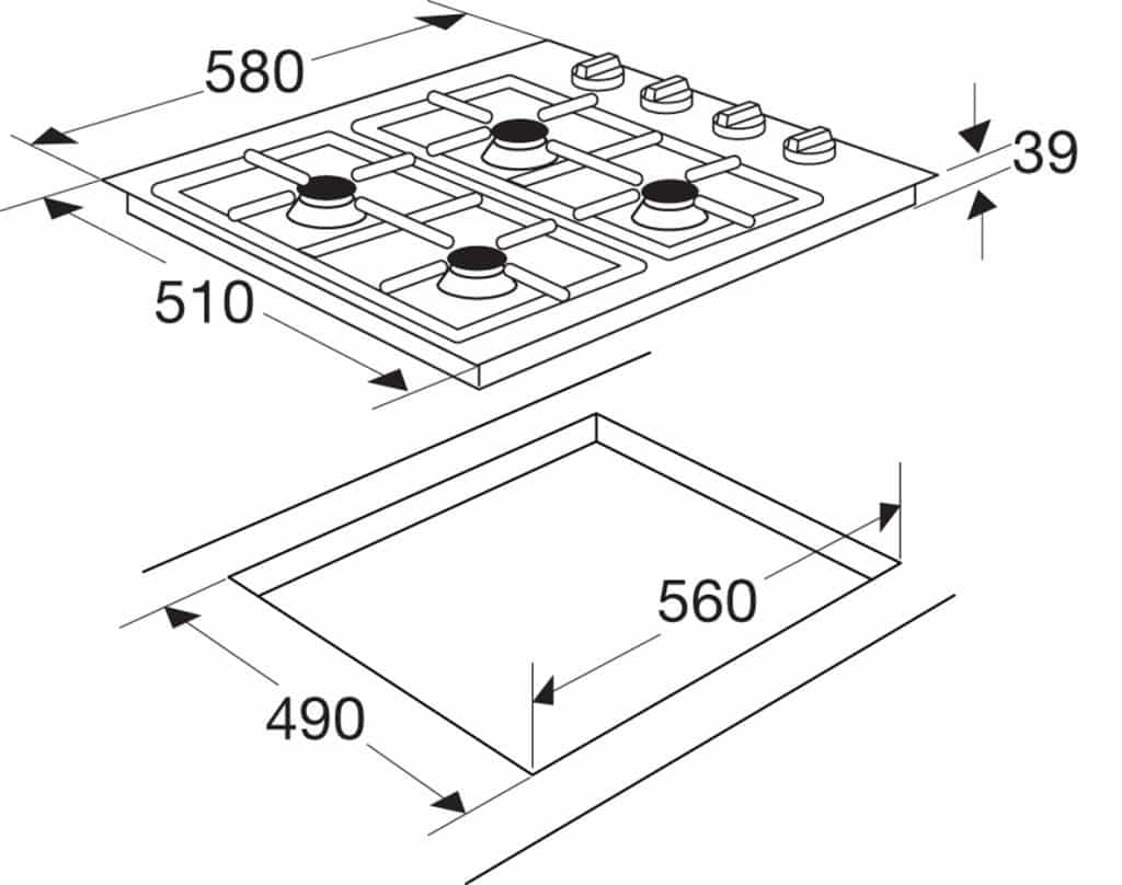 Product afbeelding voor ETNA Gaskookplaat T106VRVSA 58cm RVS