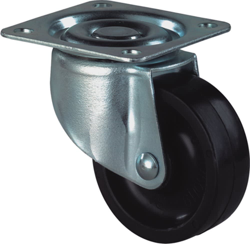 Kelfort Zwenkwiel Met Glijlager 50mm 40kg Met Bevestigingsplaat Verzinkt Zwart