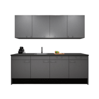 Procasa Keuken 240cm Compleet Grey Spoelbak Links Uit Midden Met Inbouwkoelkast Links