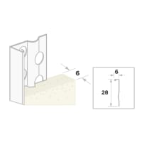 Ripstaal Stucstopprofiel 1216 WIT 300cm 6mm Verzinkt Staal Wit Gelakt