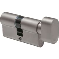 Oxloc Profielcilinder Met Knop O5 Dubbel 30/K30mm Staal Vernikkeld Mat SKG2