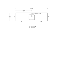 Procasa Keuken Werkblad 241x60cm Multiplex Zwart DE 2390 Voorzien Van Waterkering Zijkanten Afgewerkt Inclusief Spoelbak Lanseto 043N
