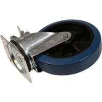 Kelfort Zwenkwiel Met Glijlager 200mm 400kg Met Bevestigingsplaat En Rem Verzinkt Blauw