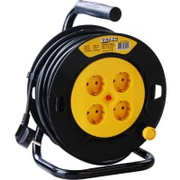 Vetec Kabelhaspel Met 4 Contactdozen 3x1.5mm² Kabellengte 50m H05VV-F Zwart/Geel