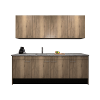 Procasa Keuken 240cm Compleet Mountain Oak Spoelbak Links Uit Midden Met Inbouwkoelkast Links