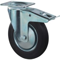 Kelfort Zwenkwiel Met Rollager 80mm 50kg Met Bevestigingsplaat En Rem Verzinkt Zwart