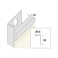 Ripstaal Stucstopprofiel 1136 300cm 26,5mm Aluzink