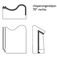 Monier OVH 206 Chaperongevelpan Rechts 70 Graden Blauw Gesmoord