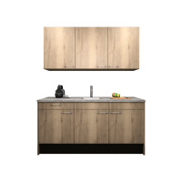 Procasa Keuken 180cm Compleet Mountain Oak Inclusief Onderbouw Koelkast