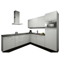 Procasa Hoekkeuken Compleet 245x245cm Wit Met 5 Inbouwapparaten, Hoge Kast Met Koelkast Nis 103 En Combi Magnetron Nis 45 Rechts, Vaatwasser, Inductie Kookplaat En Afzuigkap