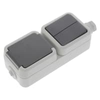 PEHA Combinatie Contactdoos/Serieschakelaar Randaarde Spatwaterdicht Wartel M20 Grijs