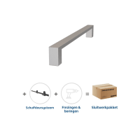 Skantrae Hang&Sluitwerkpakket 2124 Quadrate Greep 28x300mm + Foxtrot Schuifsysteem RVS