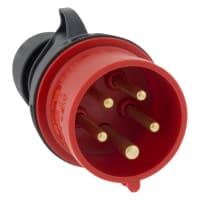 Krachtstekker Randaarde Recht 4-polig 16A Rood