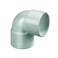 Dyka PVC Bocht Kort 90mm 90 Graden 2x Lijmmof Grijs