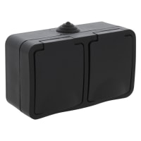 Q-Link Contactdoos Opbouw 2-Voudig Randaarde IP54 Zwart