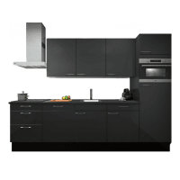Procasa Keuken 300cm Compleet Dark Grey Met 5 Inbouwapparaten Hoge Kast Met Koelkast Nis 103 En Combi Magnetron Nis 45 Rechts Vaatwasser Inductie Kookplaat En Afzuigkap