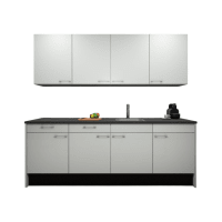 Procasa Keuken 240cm Compleet Wit Spoelbak Rechts Uit Midden Met Inbouwkoelkast Rechts