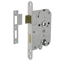 Intersteel Dag- En Nachtslot PC55 Doornmaat 50mm Voorplaat Afgerond Wit Met Sluitplaat
