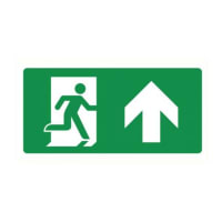 Bord Nooduitgang Omhoog Rechts 150x300mm Polypropyleen