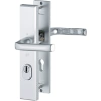 HOPPE Veiligheidsdeurkrukgarnituur London Kruk-Kruk Recht Langschild PC55 SKG3 Aluminium F1 Met Kerntrekbeveiliging