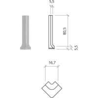 Mosa Uitwendige Hoek Softgrip / Softline Ivoorzwart 74090 2x7,5cm Modulair Mat 74090DU82