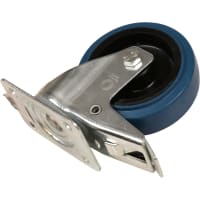 Kelfort Zwenkwiel Met Glijlager 125mm 140kg Met Bevestigingsplaat En Rem Verzinkt Blauw