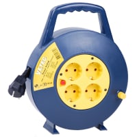 Vetec Kabelhaspel Met 4 Contactdozen 3x1mm² Kabellengte 10m Blauw/Geel