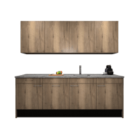 Procasa Keuken 240cm Compleet Mountain Oak Spoelbak Rechts Uit Midden Met 2 Inbouwapparaten, Koelkast Rechts, Vaatwasser