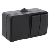 Q-Link Wisselschakelaar Opbouw Combinatie Randaarde IP54 Zwart