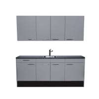 Procasa Keuken 210cm Compleet Grey Inclusief Onderbouw Koelkast