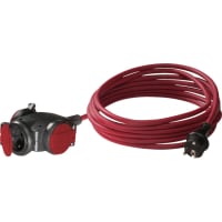 Kelfort Verlengsnoer 3x1.5mm² Kabellengte 10m H07RN-F Met 3 Contactdozen Rood