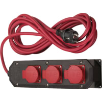 Kelfort Stekkerdoos Met Kabel Met 3 Contactdozen 1.5mm² Kabellengte 5m Zwart/Rood