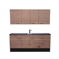Procasa Keuken 210cm Compleet Mountain Oak Inclusief Onderbouw Koelkast