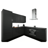 Procasa Hoekkeuken Compleet 245x245cm Dark Grey Met 5 Inbouwapparaten Hogekast Met Koelvriescombinatie Links Vaatwasser Combi Magnetron Inductie Kookplaat En Afzuigkap