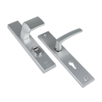 AMI Veiligheidsdeurgarnituur Duwer-Knop Recht Langschild PC55 251x50mm SKG3 Aluminium F1 Met Kerntrekbeveiliging