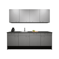 Procasa Keuken 240cm Compleet Grey Spoelbak Links Uit Midden Met Geintegreerde Vaatwasser