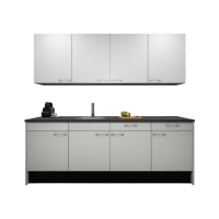 Procasa Keuken 240cm Compleet Wit Spoelbak Links Uit Midden Met Inbouwkoelkast Links