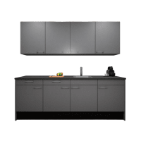 Procasa Keuken 240cm Compleet Grey Spoelbak Rechts Uit Midden Met Inbouwkoelkast Rechts