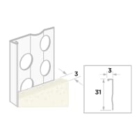 Ripstaal Stucstopprofiel 1236 WIT 260cm 3mm Verzinkt Staal Wit Gelakt