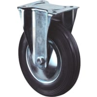 Kelfort Bokwiel Met Rollager 200mm 205kg Met Bevestigingsplaat Verzinkt Zwart