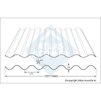 Atlas Acomfa Golfplaat Polycarbonaat Driewandig 177/51 1530x1096x6mm Helder 1UV