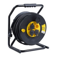 Vetec Kabelhaspel Met 4 Contactdozen 3x2.5mm² Kabellengte 33m Zwart/Geel