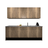 Procasa Keuken 240cm Compleet Mountain Oak Spoelbak Rechts Uit Midden Met Inbouwkoelkast Rechts