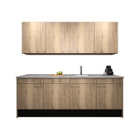 Procasa Keuken 240cm Compleet Mountain Oak Spoelbak Rechts Uit Midden Met Geintegreerde Vaatwasser