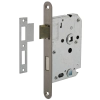 Intersteel WC-Badkamerslot WC63/8mm Doornmaat 50mm Voorplaat Afgerond RVS Met Sluitplaat
