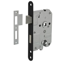 Intersteel Dag- En Nachtslot PC55 Doornmaat 50mm Voorplaat Afgerond Zwart Met Sluitplaat