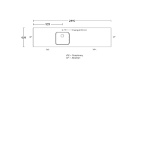 Procasa Keuken Werkblad 244x60cm Multiplex Zwart DE 2390 Voorzien Van Waterkering Inclusief Spoelbak Lanseto 043N Vlakinbouw Positie Hart Spoelbak 92cm Van Links Met Korfplug En Kraangat