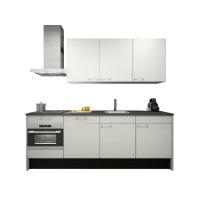 Procasa Keuken 240cm Compleet Wit Spoelbak Rechts Uit Midden Met 5 Inbouw Apparaten Koelkast Rechts, Vaatwasser, Combi Magnetron, Inductie Kookplaat En Afzuigkap